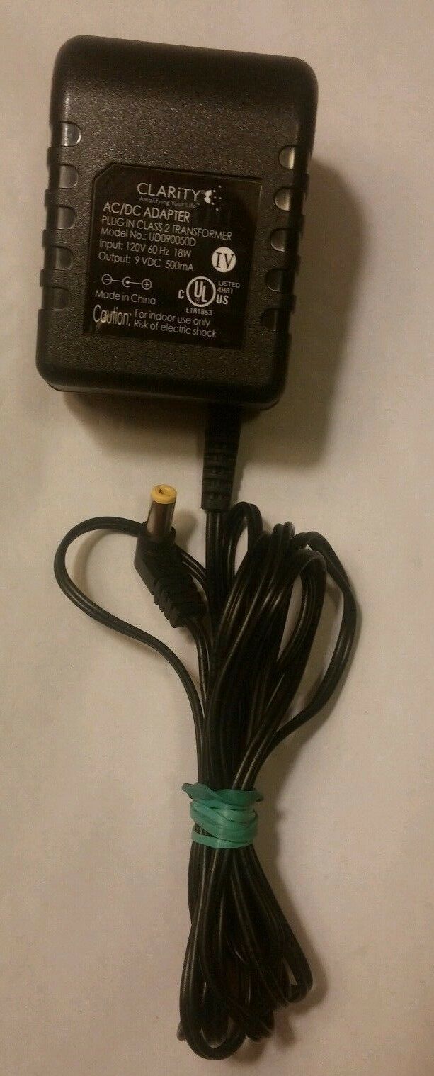 *Brand NEW*9V 500mA Clarity UD090050D Class 2 Transformer Ac Adapter